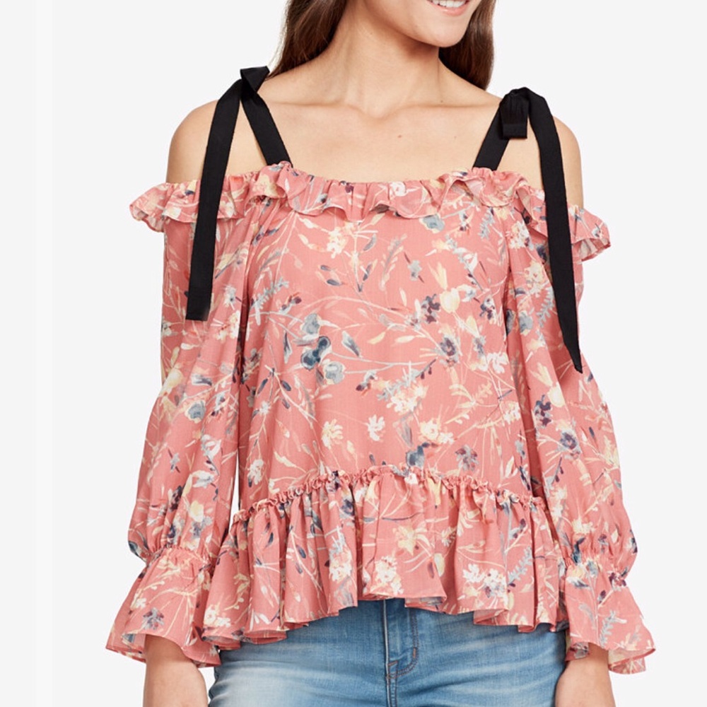 William Rast Fabiana Convertible Off Shoulder Halter Peplum Top XL